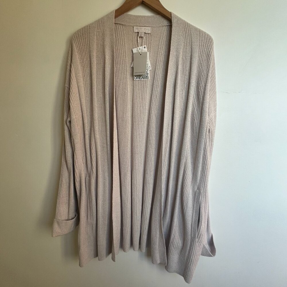 Barefoot Dreams CozyChic Ultra Lite Variegated Rib Open Cardigan NWT